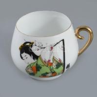 6 darab japán vékonyporcelán csésze m: 6 cm + 3 darab tálka d: 12 cm, hibátlan