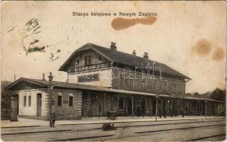 1916 Nowy Zagórz, Stacya kolejowa / railway station (pinholes)