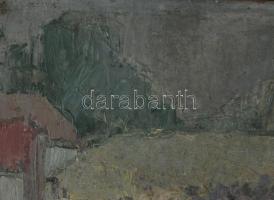 Jancsek Antal (1907-1985): Virágcsendélet tájban. Olaj, karton. Jelezve jobbra lent. Dekoratív, sérü...