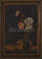 Jelzés nélkül, feltehetően XIX. sz. vége/XX. sz. eleje: Virágok. Olaj, vászon. Apró sérülésekkel. Dekoratív, kissé sérült fakeretben. 42×28 cm