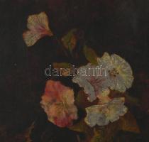 Jelzés nélkül, feltehetően XIX. sz. vége/XX. sz. eleje: Virágok. Olaj, vászon. Apró sérülésekkel. De...