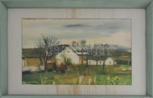 Szalóky Sándor (1921-1978): Présház. Akvarell, papír, jelezve jobbra lent, hátoldalán Képcsarnok Vál...