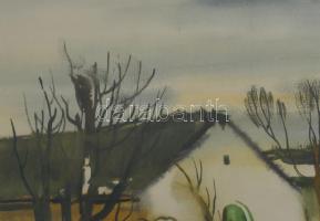 Szalóky Sándor (1921-1978): Présház. Akvarell, papír, jelezve jobbra lent, hátoldalán Képcsarnok Vál...