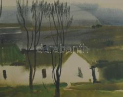 Szalóky Sándor (1921-1978): Présház. Akvarell, papír, jelezve jobbra lent, hátoldalán Képcsarnok Vál...