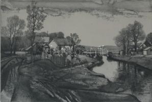 Gaál Domonkos (1940-2009): Tavasz. Rézkarc, papír, jelzett. Üvegezett fakeretben, 26,5x39 cm