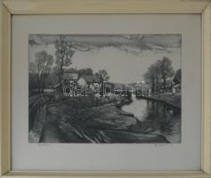 Gaál Domonkos (1940-2009): Tavasz. Rézkarc, papír, jelzett. Üvegezett fakeretben, 26,5x39 cm