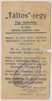 1930 k. Miskolc " 'Táltos'-jegy" könyvesbolti utalvány bélyegzéssel T:VG,G majdnem kettészakadt darab