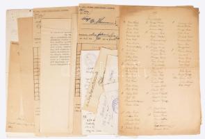 ca 1930 Cserkész gyűjtemény kb 50 db vegyes cserkész feljegyzés: csapatnévsor, szolgálati beosztás, más érdekes feljegyzések, stb.