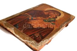 Mária a kisdeddel - modern kézzel festett ikon, 60x40 cm