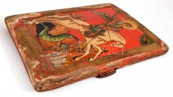 Sárkányölő Szent György - modern kézzel festett ikon, 35x26 cm