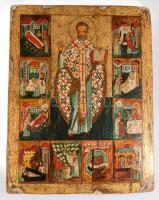 Szent Miklós és élete - modern kézzel festett ikon, 49x38 cm