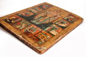 Szent Miklós és élete - modern kézzel festett ikon, 49x38 cm