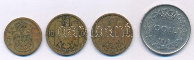 Románia 1930. 5L Ni-sárgaréz "I. Mihály" + 1930. 10L Ni-sárgaréz "II. Károly" (2x) + 1943. 100L Fe "I. Mihály" T:VF,F Romania 1930. 5 Lei Ni-brass "Mihai I" + 1930. 10 Lei Ni-brass "Carol II" (2x) + 1943. 100 Lei Fe "Mihai I" C:VF,F