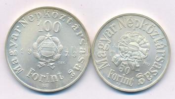 1973. 50Ft Ag + 100Ft Ag "Petőfi" pár T:BU patina Adamo EM41, EM42