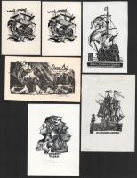 Klf. alkotók (Jaroslav Lukavsky, Jan Battermann, Borge Elwi Carlson, Henno Arrak stb.): 10 db hajó témájú ex libris és kisgrafika. Klf. technikák, papír, részben jelzett. Klf. méretekben.