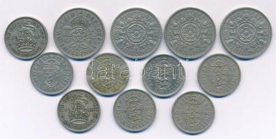 Nagy-Britannia 1947-1967. 1Sh Cu-Ni (8xklf) + 2Sh Cu-Ni (4xklf) T:XF,VF United Kingdom 1947-1967. 1 Shilling Cu-Ni (8xdiff) + 2 Shillings Cu-Ni (4xdiff) C:XF,VF