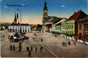 Máramarossziget, Sighetu Marmatiei; Fő tér, piac, templom / main square, market, church + "1940 Máramarossziget visszatért" So. Stpl. (EK)