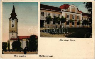 Hajdúszoboszló, Református templom és elemi iskola. Davidovits kiadása (EK)