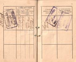 Páger Ilona nőiszabó-segéd munkakönyve, a Makói Ipartestület bélyegzőivel és pecsétjével, kézzel kit...