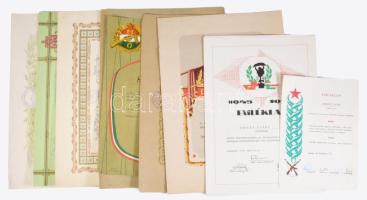 ca 1970-1990 10 db klf érdekes szocreál oklevél, közötte katonai, Munkásőr, stb