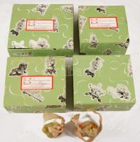 48 darab klf jáde figura, macska, nyúl, kakas, tyúk, m: 4,5 cm alatt