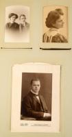 1910-1920 Családi fotóalbum, közte sok portré, családi fotó, katonafotók, dombornyomott szecessziós ...