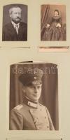 1910-1920 Családi fotóalbum, közte sok portré, családi fotó, katonafotók, dombornyomott szecessziós ...