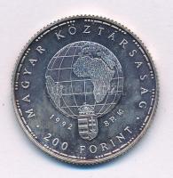 1992. 200Ft Ag "Veszélyeztetett állatvilág - Fehér gólya" T:BU patina Adamo EM126