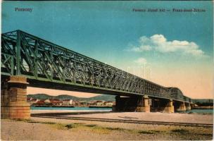 Pozsony, Pressburg, Bratislava; Ferenc József híd. Vasúti levelezőlapárusítás 50. sz. 1915. / Franz-Josef-Brücke / bridge