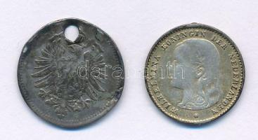 Hollandia 1897. 10c Ag "Vilma" brossnyomok + Német Birodalom 1874G 20pf Ag lyukasztva T:G
...