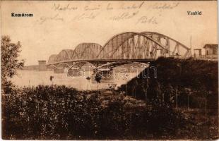 1918 Komárom, Komárno; Vashíd. Vasúti Levelezőlapárusítás 9201. / bridge (fa)