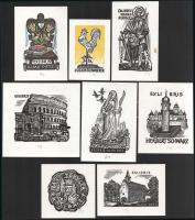 Herbert Ott (1915-1987): 8 db ex libris és kisgrafika. Klf. technikák, papír, mindegyik jelzett, klf. méretekben.