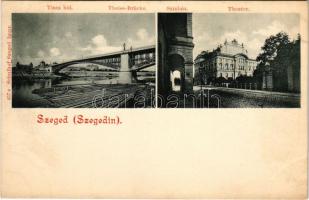 Szeged, Tisza híd, színház. Schulhof kiadása