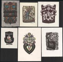 Bauer-Klimbacher, Maria (1911-2000): 6 db ex libris és kisgrafika. Klf. technikák, papír, mindegyik jelzett, klf. méretekben. Hátoldalán paszpartuzás nyomaival.