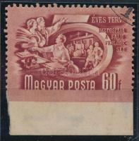 1951/53 Ötéves terv (II.) 60f alul fogazatlan bélyeg (enyhe rozsda)