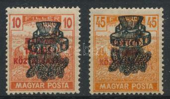 1920 Búzakalász 10f és 45f fordított felülnyomattal