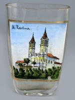 Mária Radna üveg emlékpohár ca 1910. Matricás, 11 cm