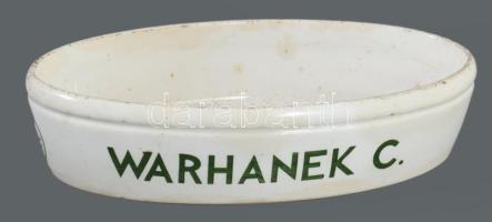 Gránit Warhanek C. Budapest pruszlis fajansz tál, jelzett, kis kopással 26x15 cm