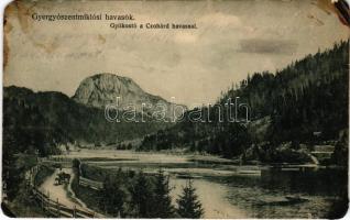 Gyergyószentmiklósi-havasok, Muntii Giurgeului; Gyilkostó a Cohárd havassal. Burján és Székely kiadása / Lacul Rosu (Ghilcos) / lake, mountain (ragasztónyomok / glue marks)