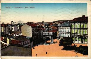 1915 Pola, Pula; Panorama, Porta Aurea / general view, gate + "K.U.K. MATROSENKORPS 15. KOMPAGNIE" (kopott sarkak / worn corners)