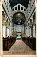 1914 Pola, Pula; Interieur der Marine-Kirche / Osztrák-Magyar Haditengerészet temploma, belső / K.u.K. Kriegsmarine church, interior + "K.U.K. MATROSENKORPS 15. KOMPAGNIE" (kopott sarkak / worn corners)