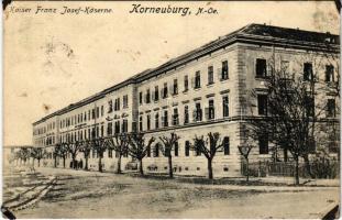 1916 Korneuburg, Kaiser Franz Josef Kaserne. Verlag Julius Kühkopf / Ferenc József császár kaszárnya / military barracks (ragasztónyomok / glue marks)