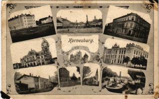 1916 Korneuburg, mult-view postcard. Franz Körmer Art Nouveau, floral (glue marks)