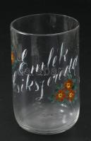 ca 1910 Csikszereda Emlék festett emlék pohár. kis kopással hibátlan / Miercurea Ciuc RO,, commemoratíve glass 10 cm