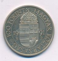 1991. 100Ft Cu-Ni "II. János Pál pápa látogatása" kapszulában T:AU (eredetileg PP) patina Adamo EM119