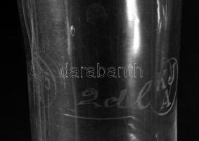 ca 1900 Kocsmai karaffa 2 dl hutaüveg, hibátlan 15 cm