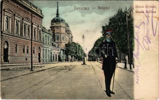 1906 Beograd, Belgrade, Belgrád; Neues Schloss / royal castle, palace. Montage with Peter I of Serbia (EM)