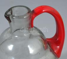 Piros füles kiöntő. XIX. sz. fújt hutaüveg, hibátlan 13 cm