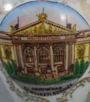 Drasche Nagyvárad Szigligeti színház feliratos képes porcelán váza. Kézzel festett, jelzett, kopássa...