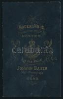 cca 1890 Szőrmesapkát és kabátot viselő idős úr portréja, vizitkártya Bauer János kőszegi (németül G...